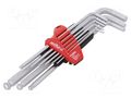 Wrenches set; hex key,spherical; Chrom-vanadium steel; 9pcs. WIHA WIHA.07185