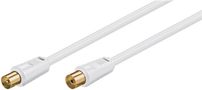 Antenna Cable (80 dB), Double Shielded, 2.5 m, white - gold-plated, coaxial plug > coaxial socket (fully shielded) 67283