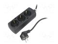 Extension lead; 3x1.5mm2; Schuko; Sockets: 3; PVC; black; Len: 3m JONEX PS-370S/1.5-3.0BK