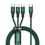 Baseus Rapid Series 3in1 USB-C - USB-C / Lightning / micro USB cable 20W PD 1.5m - green, Baseus 6953156204300 6953156204300