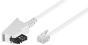 TAE-F Cable (Universal Pinout), white, 15 m - copper-clad aluminium wire (CCA), TAE-F male (2-wire) > RJ11 male (6P4C) (4-wire) 68542