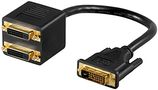 DVI Adapter Cable, gold-plated, 0.1 m, black - DVI-D male Dual-Link (24+1 pin) > 2 DVI-D female Dual-Link (24+1 pin) 68740