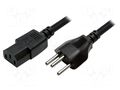 Cable; 3x0.75mm2; IEC C13 female,SEV-1011 (J) plug; 1.8m; black LOGILINK CP102