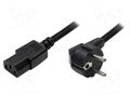 Cable; CEE 7/7 (E/F) plug angled,IEC C13 female; 1.8m; black LOGILINK CP090