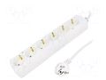 Extension lead; 3x1.5mm2; Schuko; Sockets: 6; PVC; white; Len: 5m JONEX PS-670S/1.5-5.0
