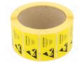 Self-adhesive label; ESD; 50x25mm; 1000pcs; reel; yellow-black ANTISTAT ATS-055-0002