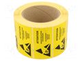Self-adhesive label; ESD; 76x38mm; 1000pcs; reel; black,yellow ANTISTAT ATS-055-0003