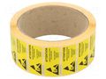 Self-adhesive label; ESD; 16x38mm; 1000pcs; reel; yellow-black ANTISTAT ATS-055-0068