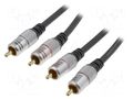 Cable; RCA plug x2,both sides; 0.5m; black PROLINK TCV4270-0.6