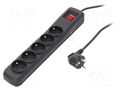 Plug socket strip: protective; Sockets: 5; 250VAC; 10A; black ARMAC R5/CZ/15