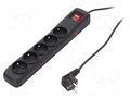 Plug socket strip: protective; Sockets: 5; 250VAC; 10A; black ARMAC R5/CZ/30