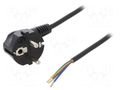 Cable; 3x0.75mm2; CEE 7/7 (E/F) plug angled,wires,SCHUKO plug PLASTROL W-97160