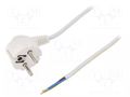 Cable; 3x0.75mm2; CEE 7/7 (E/F) plug angled,wires,SCHUKO plug PLASTROL W-97161