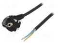 Cable; 3x1.5mm2; CEE 7/7 (E/F) plug angled,wires,SCHUKO plug PLASTROL W-97180