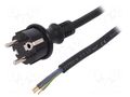 Cable; 3x1.5mm2; CEE 7/7 (E/F) plug,wires,SCHUKO plug; rubber PLASTROL W-97214