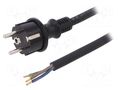 Cable; 3x1.5mm2; CEE 7/7 (E/F) plug,wires,SCHUKO plug; rubber PLASTROL W-97216