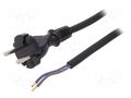 Cable; 2x1mm2; CEE 7/17 (C) plug,wires; rubber; 4.5m; black; 16A PLASTROL W-97258