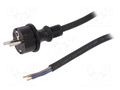 Cable; 3x1.5mm2; CEE 7/7 (E/F) plug,wires,SCHUKO plug; rubber PLASTROL W-97272