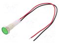 Indicator: LED; flat; green; 110VDC; 110VAC; Ø10mm; cables; 200mm NINIGI IND10P-110G-W