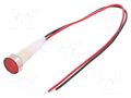 Indicator: LED; flat; red; 110VDC; 110VAC; Ø10mm; cables; 200mm NINIGI IND10P-110R-W