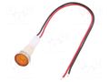 Indicator: LED; flat; yellow; 110VDC; 110VAC; Ø10mm; cables; 200mm NINIGI IND10P-110Y-W