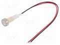 Indicator: LED; flat; white; 230VDC; 230VAC; Ø10mm; cables; 200mm NINIGI IND10P-230W-W