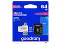 Memory card; microSDXC; R: 100MB/s; W: 10MB/s; Class 10 UHS U1 GOODRAM M1A4-0640R12