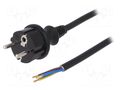 Cable; 3x1.5mm2; CEE 7/7 (E/F) plug,wires,SCHUKO plug; PVC; 5m PLASTROL W-98388