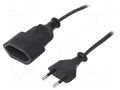 Extension lead; 2x0.75mm2; Sockets: 1; PVC; black; 1.5m; 2.5A JONEX PS-11-1.5-BK