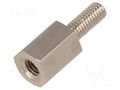 Screwed spacer sleeve; 8mm; Int.thread: M3; Ext.thread: M3; brass DREMEC TFM-M3X8/DR215