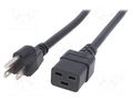Cable; 3x14AWG; IEC C19 female,NEMA 5-15 (B) plug; PVC; 1.5m LIAN DUNG SN318-3/14/1.5BK