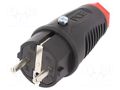 Connector: AC supply; male; plug; 2P+PE; 250VAC; 16A; Colour: black PCE 0522-SR
