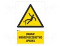 Safety sign; warning; self-adhesive folie; W: 200mm; H: 300mm ANRO IW/009/1/C1/F