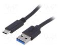 Cable; USB 3.0; USB A plug,USB C plug; nickel plated; 0.5m; black AKYGA AK-USB-24