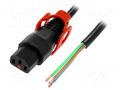 Cable; IEC C13 female,wires; PVC; 2m; with IEC LOCK+ locking IEC LOCK IEC-PC1632