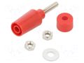 Connector: 4mm banana; socket; 32A; red; on panel; 45mm POMONA POM-73098-2