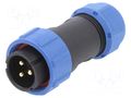 Connector: circular; male + female; PIN: 3; 500V; 3A; IP67 CONNFLY DS1110-27-3BU8