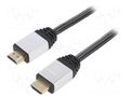 Cable; HDMI plug,both sides; textile; HDMI 2.0; 1.5m; black AKYGA AK-HD-15P