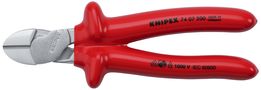 KNIPEX 74 07 200 High Leverage Diagonal Cutter with dipped insulation, VDE-tested chrome-plated 200 mm 74 07 200 4003773018414