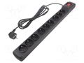 Plug socket strip: protective; Sockets: 9; 250VAC; 10A; black ARMAC M9/30/CZ