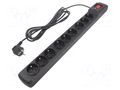 Plug socket strip: protective; Sockets: 9; 250VAC; 10A; black ARMAC M9/30/CZ