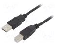 Cable; USB 2.0; USB A plug,USB B plug; nickel plated; 3m; black AKYGA AK-USB-12