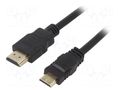 Cable; HDMI plug,mini HDMI plug; 1m; black; HDMI 1.4 AKYGA AK-HD-10M