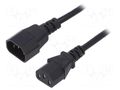 Cable; 3x0.5mm2; IEC C13 female,IEC C14 male; PVC; 1.8m; black AKYGA AK-PC-03A