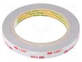 Tape: fixing; W: 12mm; L: 5.5m; Thk: 0.6mm; acrylic; grey 3M 3M-4936-12-5.5