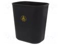 Waste bin; ESD; 280x220x310mm; 16l; polypropylene; black STATICTEC PRT-STS1325