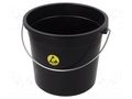 Waste bin; ESD; Ø400mm; 14l; polypropylene; black STATICTEC PRT-STS1330