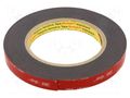 Tape: fixing; W: 12mm; L: 5.5m; Thk: 1.1mm; acrylic; black 3M 3M-5952-12-5.5