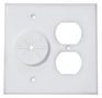 Double Gang Cable Pass Through Wall Plate with Dual Outlet Cover - White DR2G-GR10-W