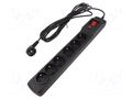 Plug socket strip: protective; Sockets: 6; 250VAC; 10A; black ARMAC M6/50/CZ